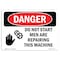 Signmission OSHA Sign, Do Not Start Men Are Repairing This Machine, 14in X 10in Plastic, 14" W, 10" H, Lndscp OS-DS-P-1014-L-1172 - alternate 1